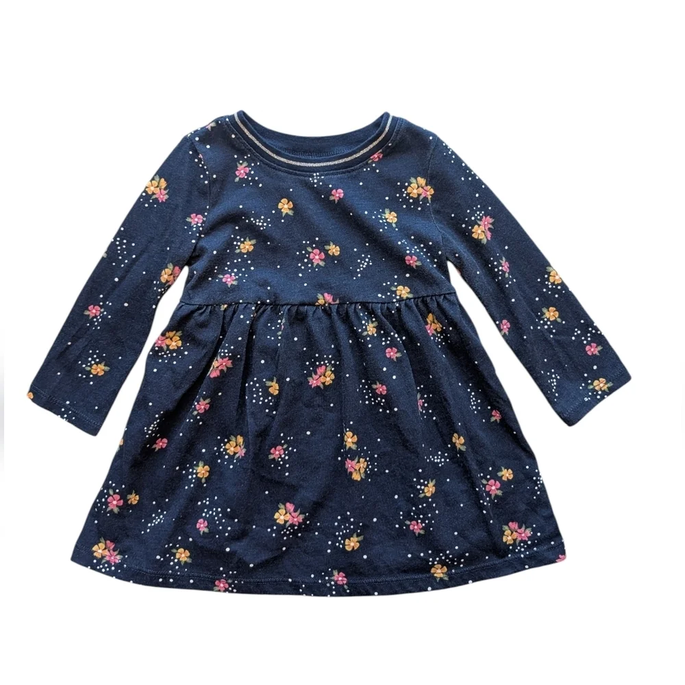 Old Navy Girls Floral Navy Kids Dress Cotton Size 12-18m